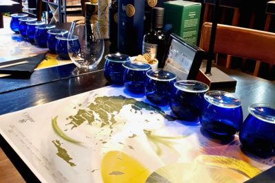 olive oil tasting setup in athens